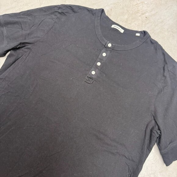 Buck Mason T-Shirt Henley Short Sleeve Stretch Cotton Black XL - Picture 2 of 8